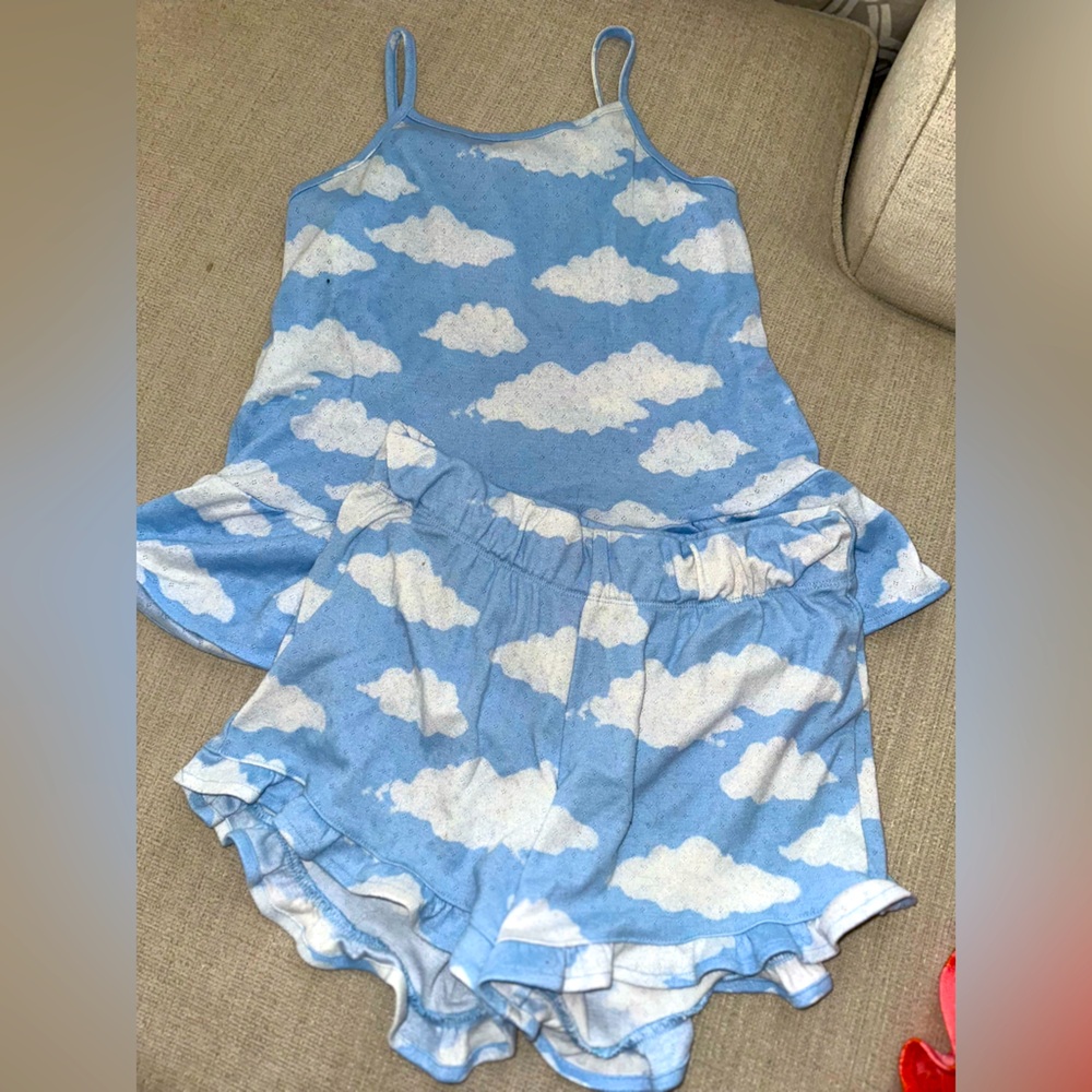 Art class girls Blue Cloud Print Pajama Set